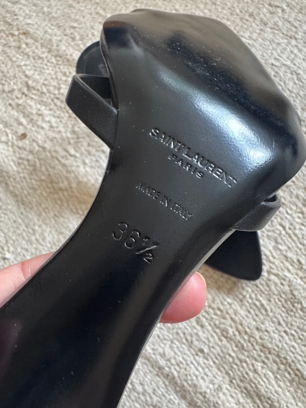Saint Laurent Black Leather Pointed Slide Mules - Picture 3 of 3
